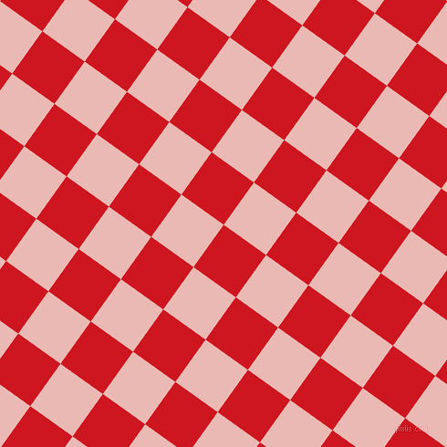 54/144 degree angle diagonal checkered chequered squares checker pattern checkers background, 57 pixel square size, , Fire Engine Red and Beauty Bush checkers chequered checkered squares seamless tileable
