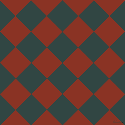 45/135 degree angle diagonal checkered chequered squares checker pattern checkers background, 84 pixel square size, , Firefly and Burnt Umber checkers chequered checkered squares seamless tileable