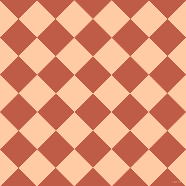 45/135 degree angle diagonal checkered chequered squares checker pattern checkers background, 90 pixel square size, , Flame Pea and Peach checkers chequered checkered squares seamless tileable