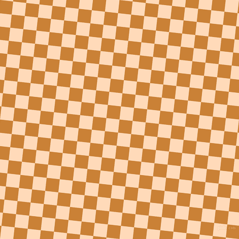 84/174 degree angle diagonal checkered chequered squares checker pattern checkers background, 26 pixel squares size, , Golden Bell and Peach Puff checkers chequered checkered squares seamless tileable