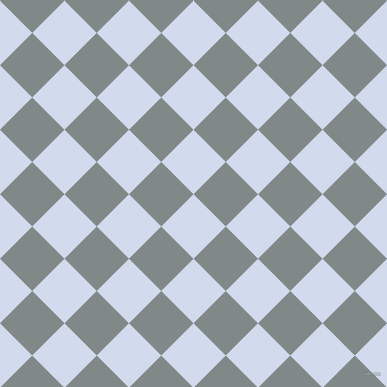 45/135 degree angle diagonal checkered chequered squares checker pattern checkers background, 89 pixel squares size, , Hawkes Blue and Oslo Grey checkers chequered checkered squares seamless tileable