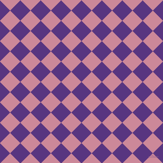 45/135 degree angle diagonal checkered chequered squares checker pattern checkers background, 49 pixel squares size, , Kingfisher Daisy and Puce checkers chequered checkered squares seamless tileable