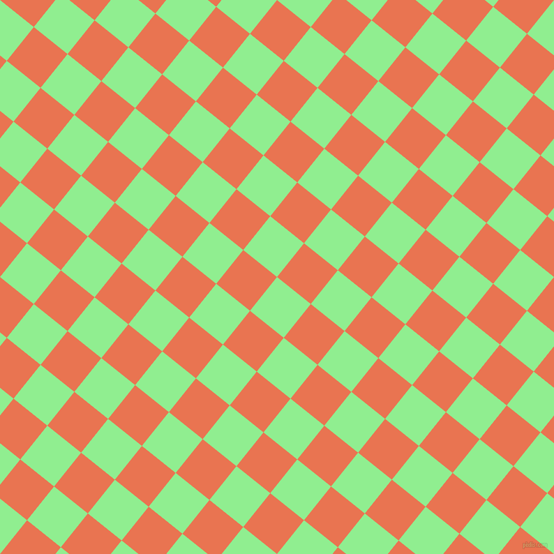 51/141 degree angle diagonal checkered chequered squares checker pattern checkers background, 62 pixel squares size, , Light Green and Burnt Sienna checkers chequered checkered squares seamless tileable
