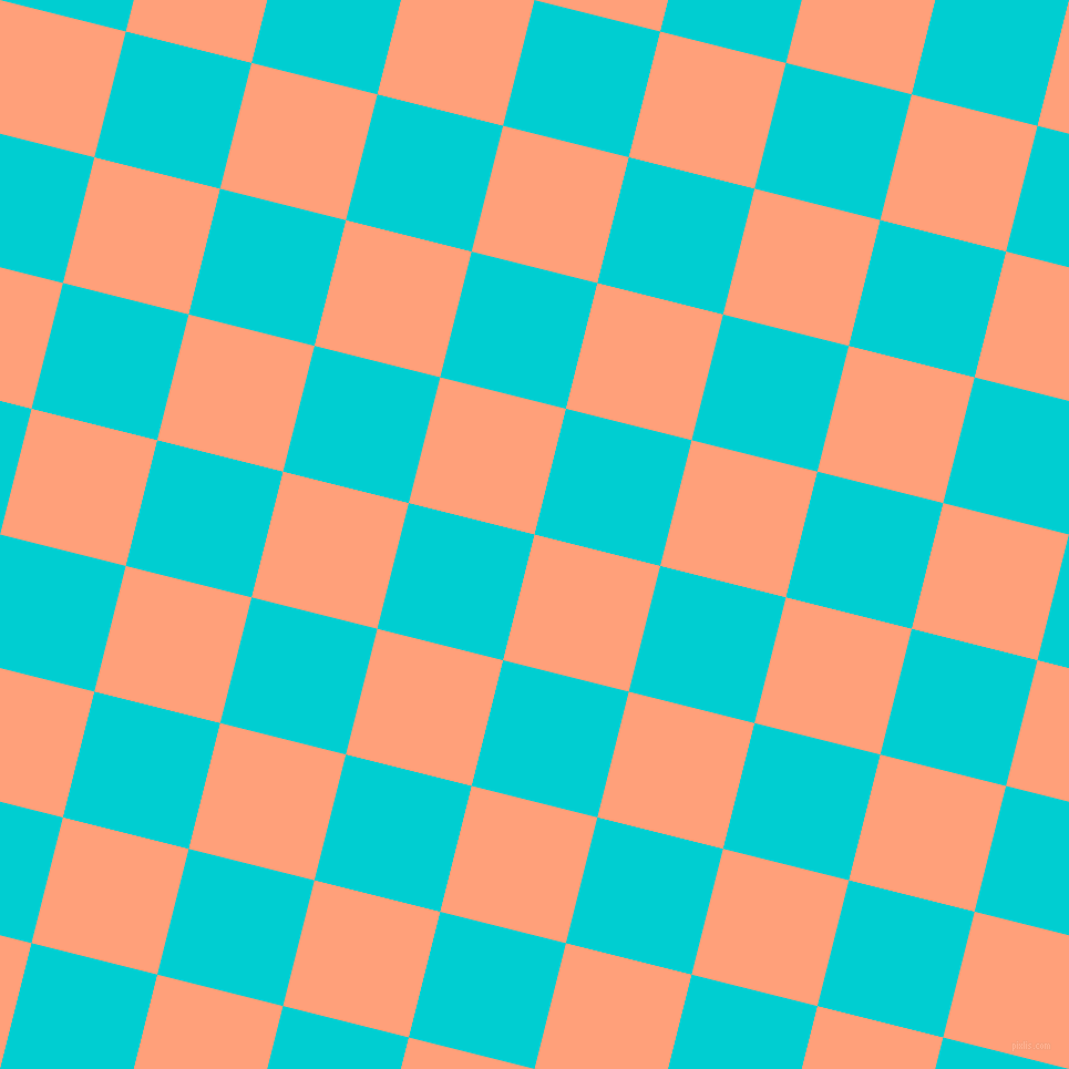 76/166 degree angle diagonal checkered chequered squares checker pattern checkers background, 117 pixel squares size, , Light Salmon and Dark Turquoise checkers chequered checkered squares seamless tileable