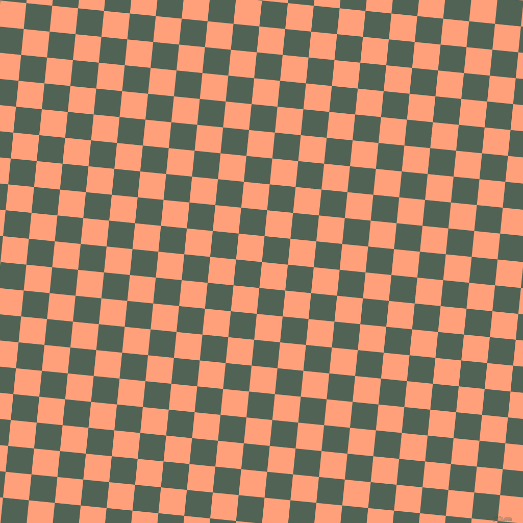 84/174 degree angle diagonal checkered chequered squares checker pattern checkers background, 51 pixel squares size, , Light Salmon and Mineral Green checkers chequered checkered squares seamless tileable