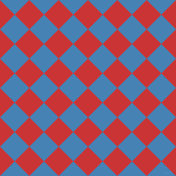 45/135 degree angle diagonal checkered chequered squares checker pattern checkers background, 70 pixel squares size, , Mahogany and Steel Blue checkers chequered checkered squares seamless tileable