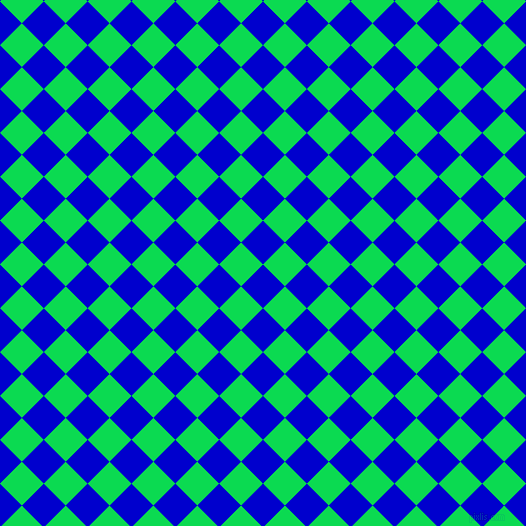 45/135 degree angle diagonal checkered chequered squares checker pattern checkers background, 31 pixel squares size, , Medium Blue and Malachite checkers chequered checkered squares seamless tileable
