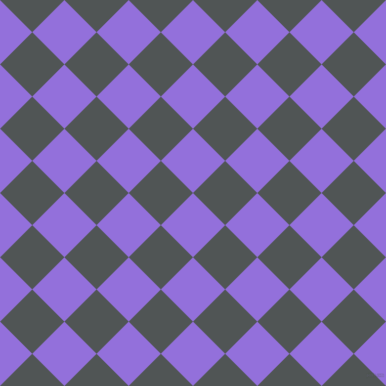 45/135 degree angle diagonal checkered chequered squares checker pattern checkers background, 92 pixel squares size, , Medium Purple and Mako checkers chequered checkered squares seamless tileable