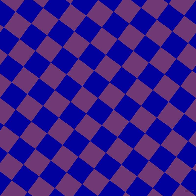 53/143 degree angle diagonal checkered chequered squares checker pattern checkers background, 80 pixel squares size, , New Midnight Blue and Eminence checkers chequered checkered squares seamless tileable