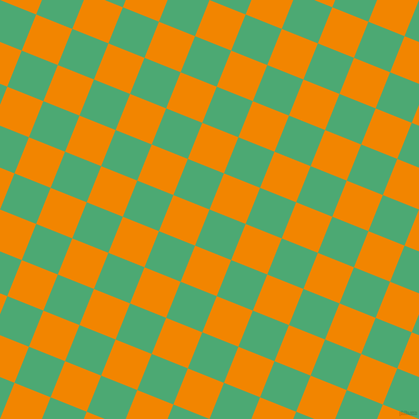 68/158 degree angle diagonal checkered chequered squares checker pattern checkers background, 79 pixel square size, , Ocean Green and Tangerine checkers chequered checkered squares seamless tileable