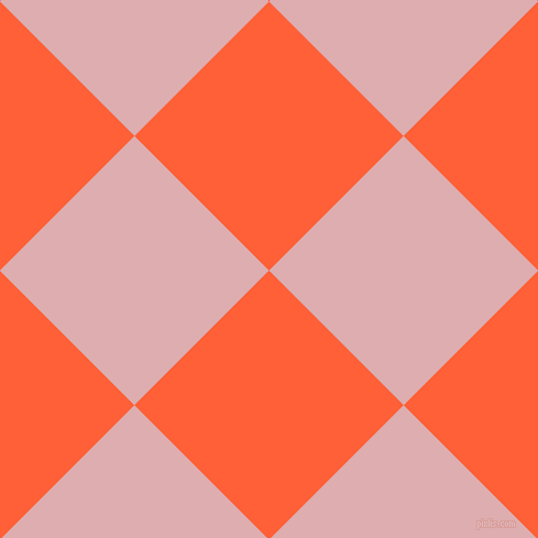 45/135 degree angle diagonal checkered chequered squares checker pattern checkers background, 173 pixel square size, , Outrageous Orange and Pale Chestnut checkers chequered checkered squares seamless tileable