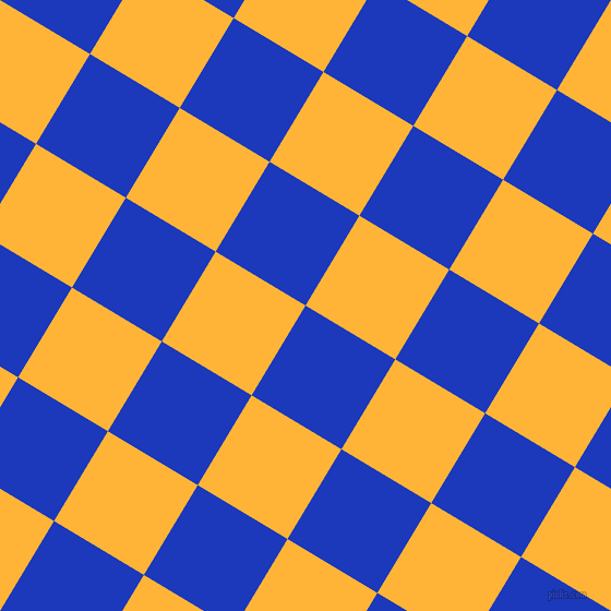 59/149 degree angle diagonal checkered chequered squares checker pattern checkers background, 96 pixel squares size, , Persian Blue and Supernova checkers chequered checkered squares seamless tileable