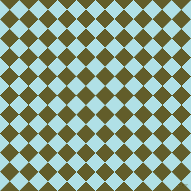45/135 degree angle diagonal checkered chequered squares checker pattern checkers background, 47 pixel squares size, , Powder Blue and Costa Del Sol checkers chequered checkered squares seamless tileable