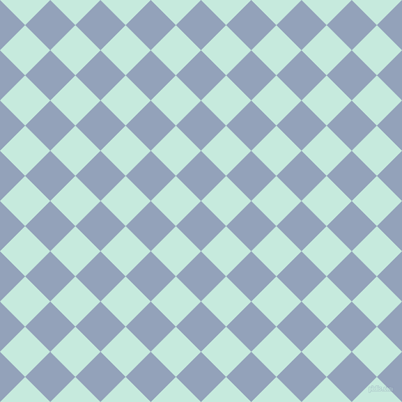 45/135 degree angle diagonal checkered chequered squares checker pattern checkers background, 51 pixel squares size, , Rock Blue and Mint Tulip checkers chequered checkered squares seamless tileable