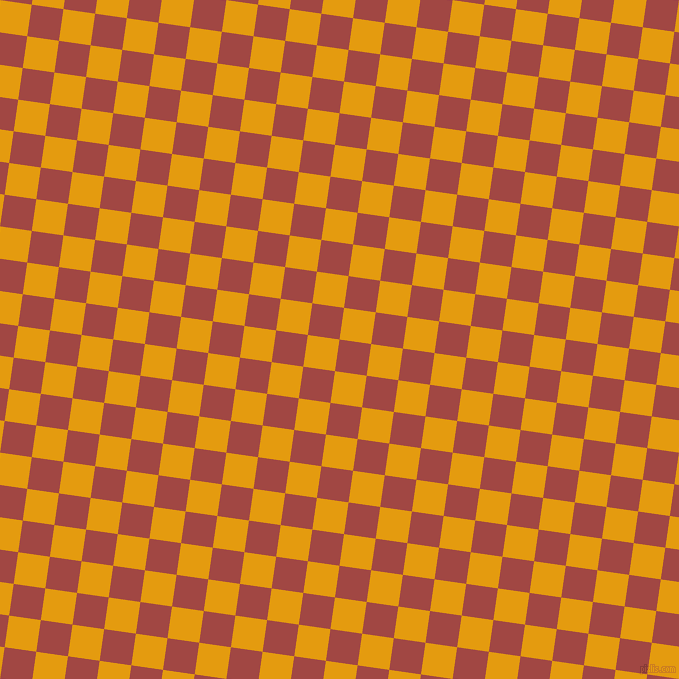 82/172 degree angle diagonal checkered chequered squares checker pattern checkers background, 32 pixel square size, , Roof Terracotta and Gamboge checkers chequered checkered squares seamless tileable