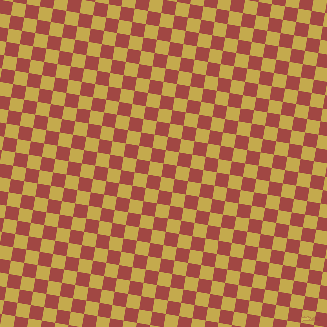 81/171 degree angle diagonal checkered chequered squares checker pattern checkers background, 27 pixel square size, , Roof Terracotta and Sundance checkers chequered checkered squares seamless tileable