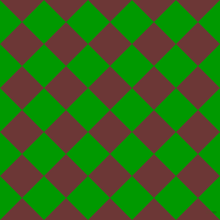 45/135 degree angle diagonal checkered chequered squares checker pattern checkers background, 107 pixel square size, , Sanguine Brown and Islamic Green checkers chequered checkered squares seamless tileable