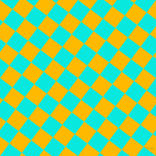 53/143 degree angle diagonal checkered chequered squares checker pattern checkers background, 51 pixel square size, , Selective Yellow and Bright Turquoise checkers chequered checkered squares seamless tileable
