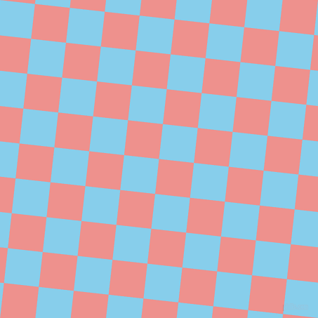 84/174 degree angle diagonal checkered chequered squares checker pattern checkers background, 50 pixel square size, , Sweet Pink and Sky Blue checkers chequered checkered squares seamless tileable