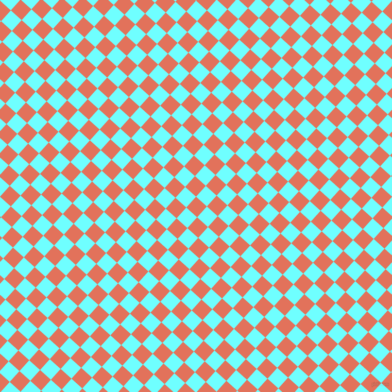 48/138 degree angle diagonal checkered chequered squares checker pattern checkers background, 30 pixel squares size, , Terra Cotta and Baby Blue checkers chequered checkered squares seamless tileable