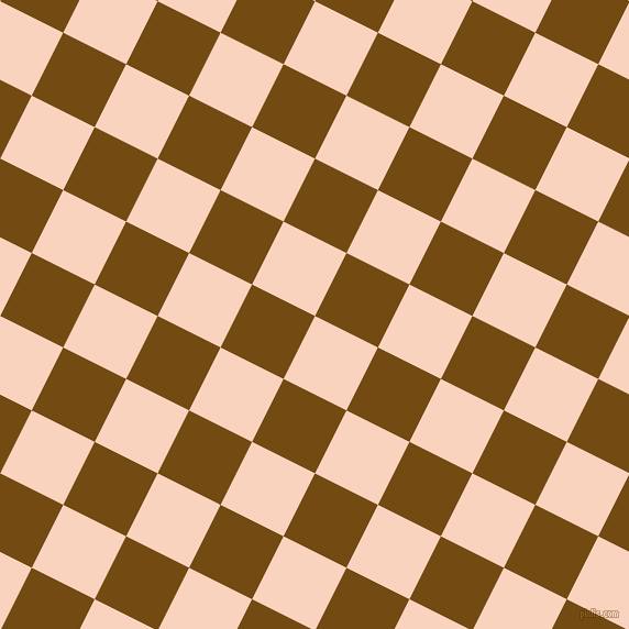 63/153 degree angle diagonal checkered chequered squares checker pattern checkers background, 64 pixel square size, , Tuft Bush and Raw Umber checkers chequered checkered squares seamless tileable