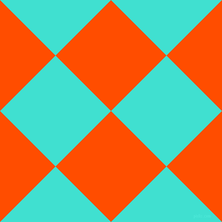 45/135 degree angle diagonal checkered chequered squares checker pattern checkers background, 159 pixel squares size, , Vermilion and Turquoise checkers chequered checkered squares seamless tileable