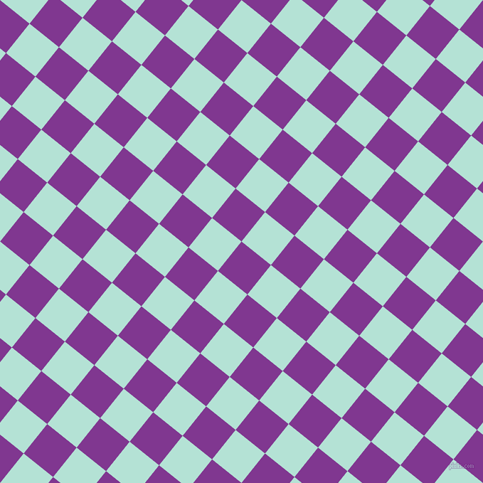 51/141 degree angle diagonal checkered chequered squares checker pattern checkers background, 53 pixel squares size, , Vivid Violet and Cruise checkers chequered checkered squares seamless tileable