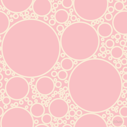 bubbles, circles, sponge, big, medium, small, 5 pixel line width, Antique White and Azalea circles bubbles sponge soap seamless tileable