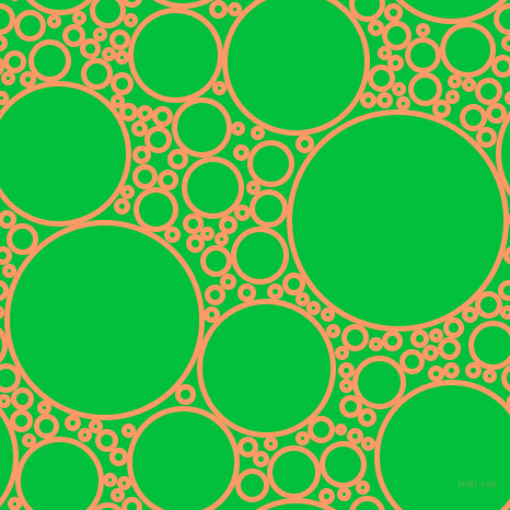 bubbles, circles, sponge, big, medium, small, 5 pixel line width, Atomic Tangerine and Dark Pastel Green circles bubbles sponge soap seamless tileable