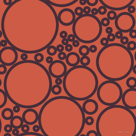 bubbles, circles, sponge, big, medium, small, 9 pixel line width, Barossa and Dark Coral circles bubbles sponge soap seamless tileable