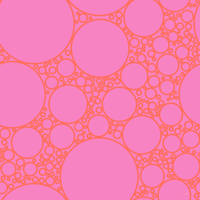 bubbles, circles, sponge, big, medium, small, 5 pixel line width, Bittersweet and Tea Rose circles bubbles sponge soap seamless tileable