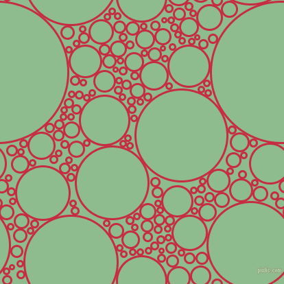bubbles, circles, sponge, big, medium, small, 3 pixel line width, Brick Red and Dark Sea Green circles bubbles sponge soap seamless tileable
