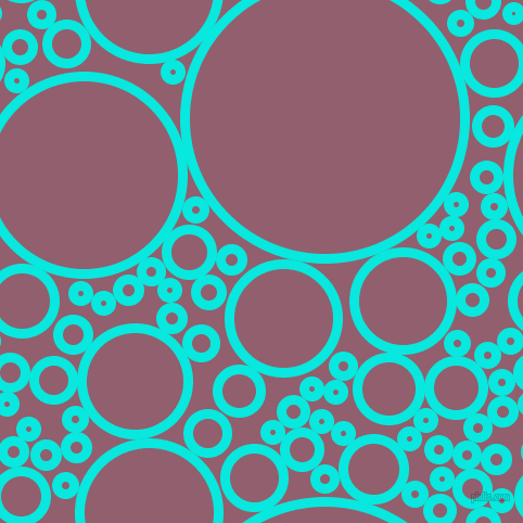 bubbles, circles, sponge, big, medium, small, 9 pixel line width, Bright Turquoise and Mauve Taupe circles bubbles sponge soap seamless tileable