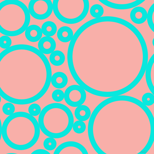 bubbles, circles, sponge, big, medium, small, 17 pixel line width, Bright Turquoise and Sundown circles bubbles sponge soap seamless tileable