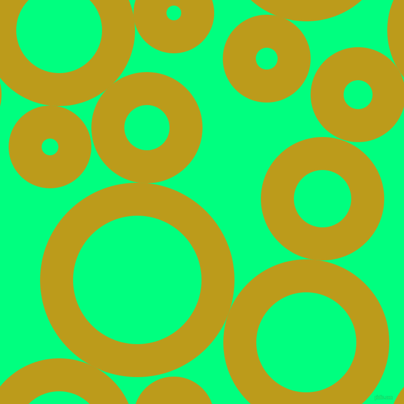 bubbles, circles, sponge, big, medium, small, 65 pixel line width, Buddha Gold and Spring Green circles bubbles sponge soap seamless tileable