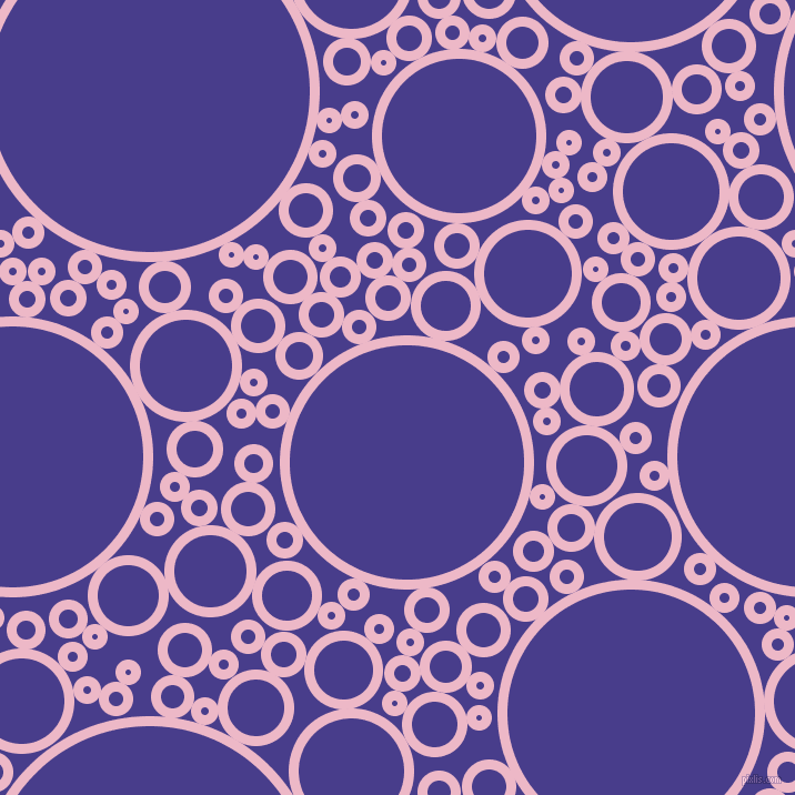 bubbles, circles, sponge, big, medium, small, 9 pixel line width, Chantilly and Dark Slate Blue circles bubbles sponge soap seamless tileable