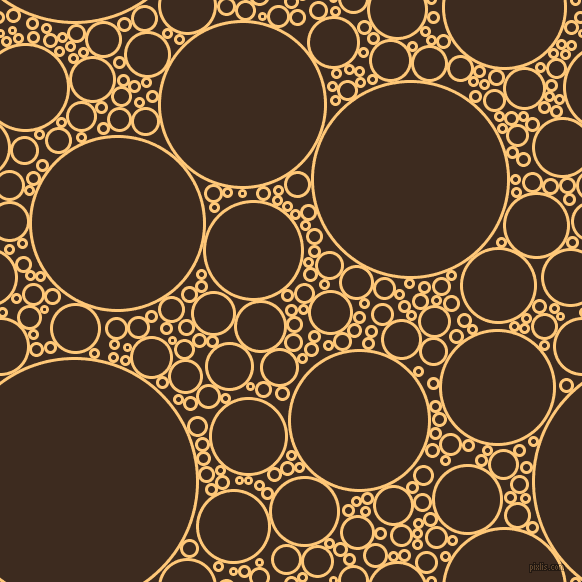 bubbles, circles, sponge, big, medium, small, 3 pixel line width, Chardonnay and Bistre circles bubbles sponge soap seamless tileable