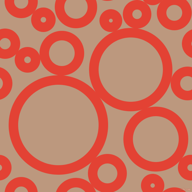 bubbles, circles, sponge, big, medium, small, 33 pixel line width, Cinnabar and Pale Taupe circles bubbles sponge soap seamless tileable
