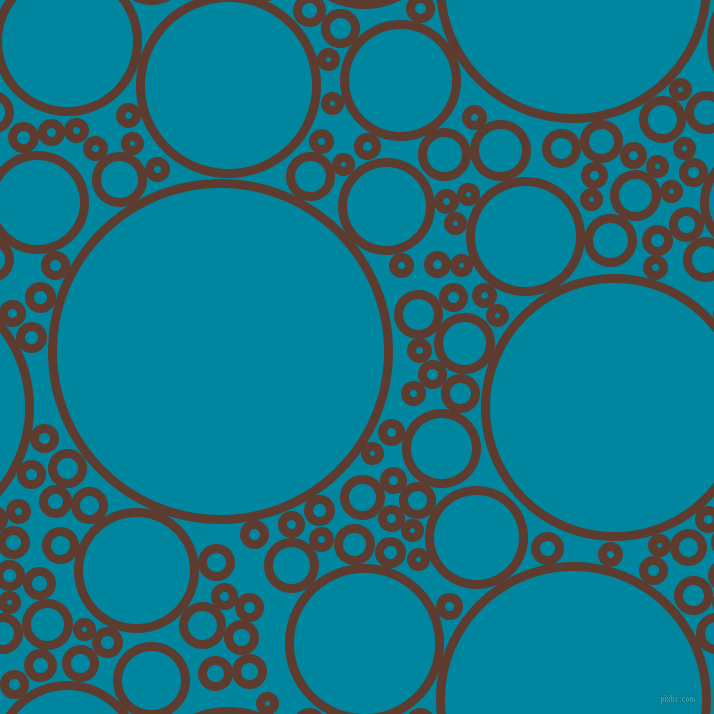 bubbles, circles, sponge, big, medium, small, 9 pixel line width, Cioccolato and Eastern Blue circles bubbles sponge soap seamless tileable