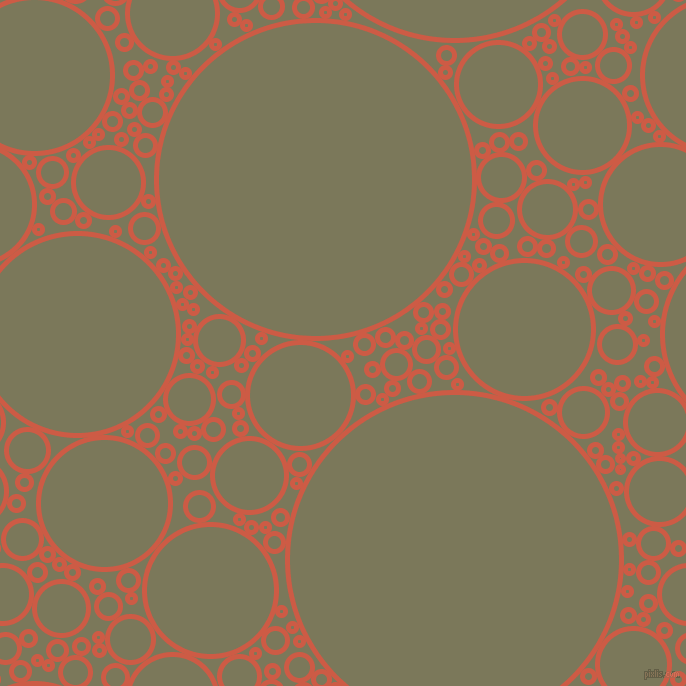 bubbles, circles, sponge, big, medium, small, 5 pixel line width, Dark Coral and Kokoda circles bubbles sponge soap seamless tileable