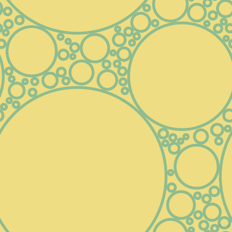 bubbles, circles, sponge, big, medium, small, 9 pixel line width, Dark Sea Green and Light Goldenrod circles bubbles sponge soap seamless tileable