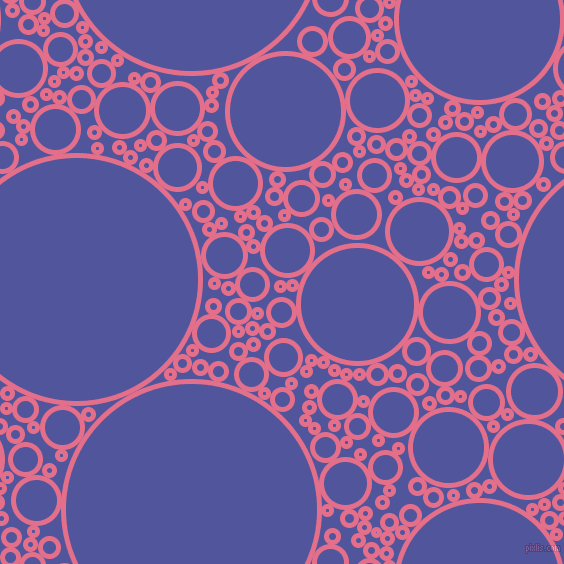bubbles, circles, sponge, big, medium, small, 5 pixel line width, Deep Blush and Governor Bay circles bubbles sponge soap seamless tileable