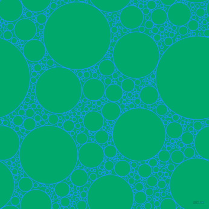 bubbles, circles, sponge, big, medium, small, 2 pixel line width, Dodger Blue and Jade circles bubbles sponge soap seamless tileable