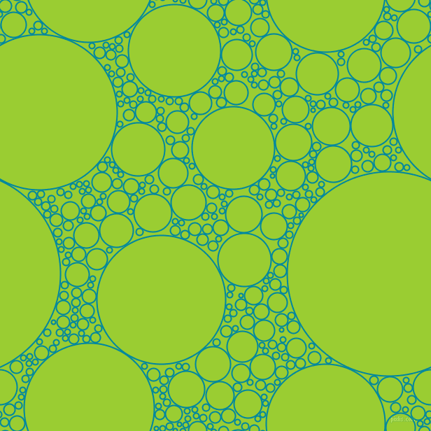 bubbles, circles, sponge, big, medium, small, 2 pixel line width, Eastern Blue and Yellow Green circles bubbles sponge soap seamless tileable
