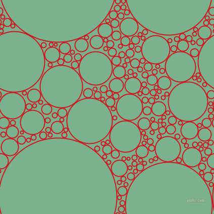 bubbles, circles, sponge, big, medium, small, 2 pixel line width, Fire Engine Red and Bay Leaf circles bubbles sponge soap seamless tileable