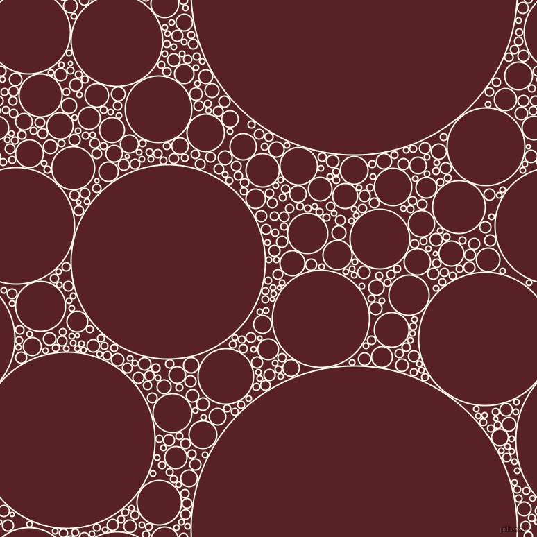 bubbles, circles, sponge, big, medium, small, 2 pixel line width, Floral White and Burnt Crimson circles bubbles sponge soap seamless tileable