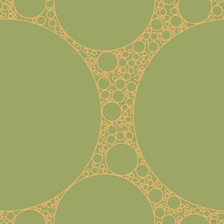 bubbles, circles, sponge, big, medium, small, 3 pixel line width, Harvest Gold and Green Smoke circles bubbles sponge soap seamless tileable