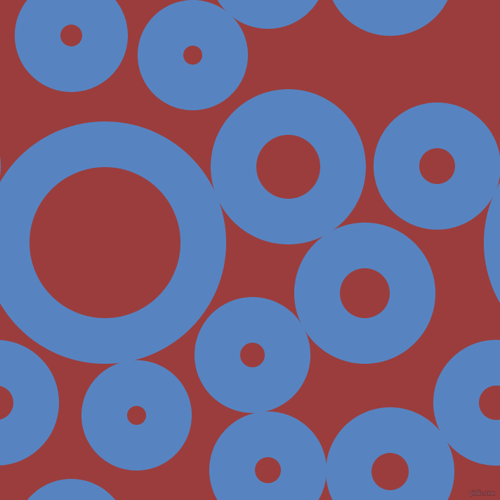 bubbles, circles, sponge, big, medium, small, 65 pixel line width, Havelock Blue and Mexican Red circles bubbles sponge soap seamless tileable