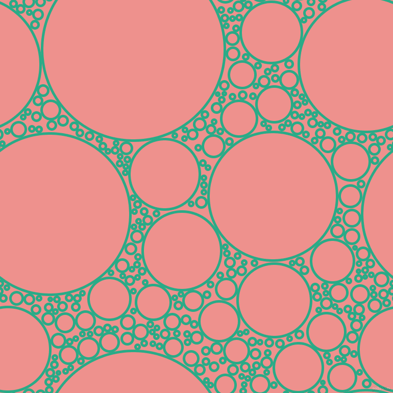 bubbles, circles, sponge, big, medium, small, 5 pixel line width, Jungle Green and Sweet Pink circles bubbles sponge soap seamless tileable