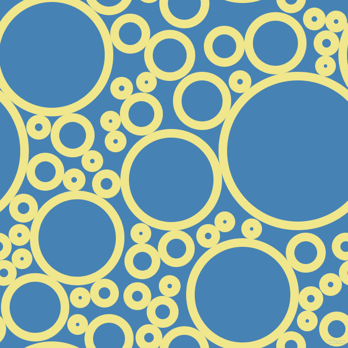 bubbles, circles, sponge, big, medium, small, 17 pixel line width, Khaki and Steel Blue circles bubbles sponge soap seamless tileable
